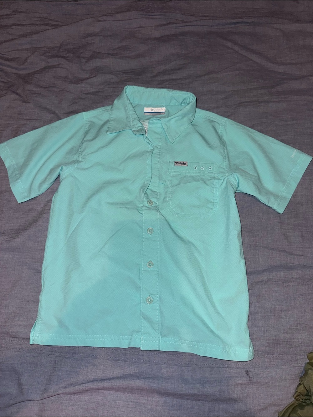 Columbia Kids Short-Sleeve Button-Front Shirt in Aqua Teal